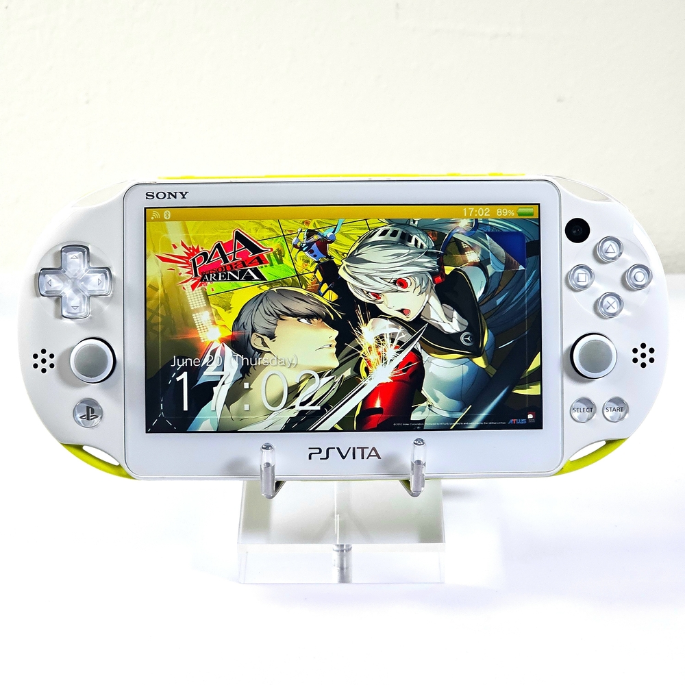 Sony PS Vita Slim 2000 White-Lime Green | Plug & Play | Accs & Content